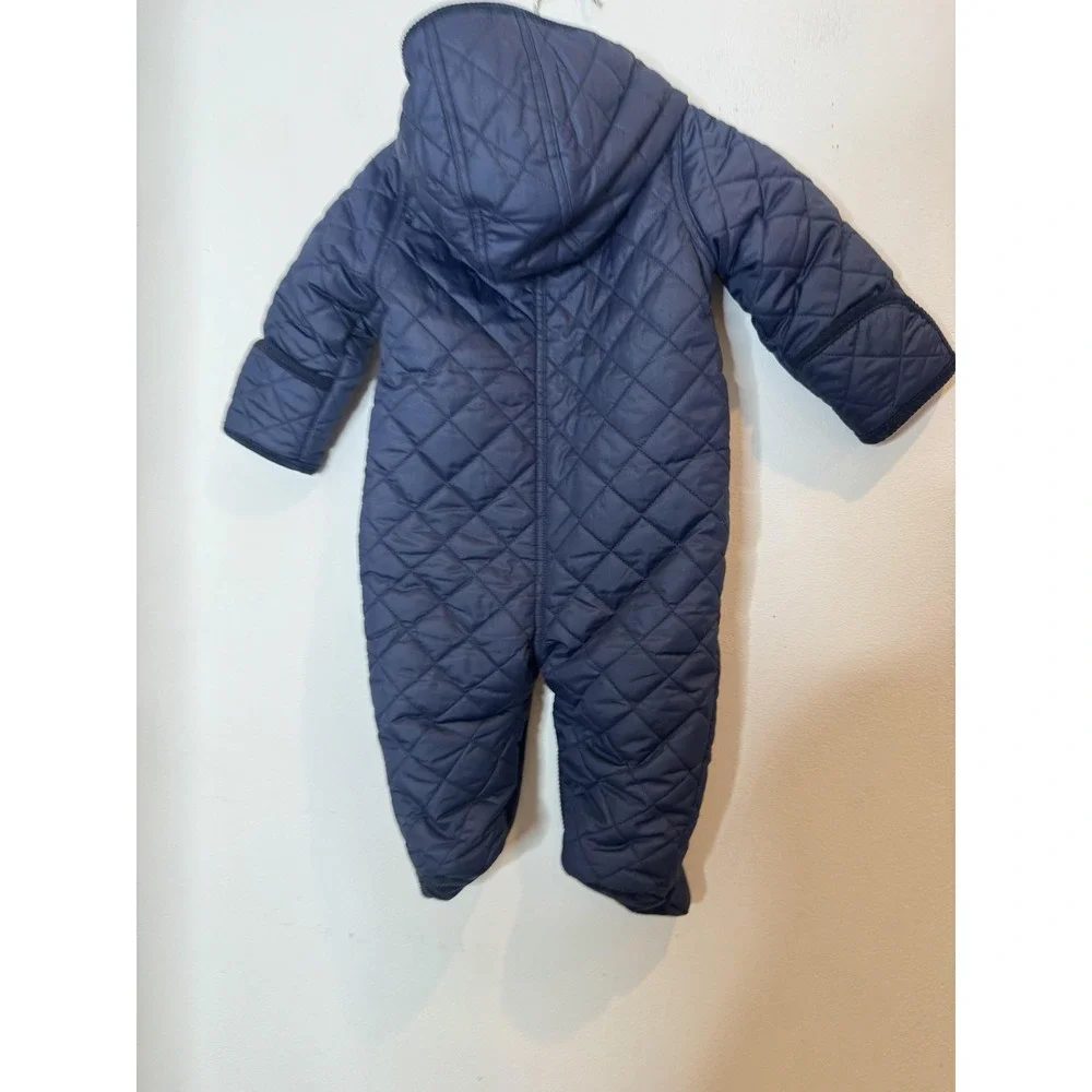 Ralph Lauren Snowsuit Baby Boys 3-6 Months Blue Quilted Hooded Footed Bunting